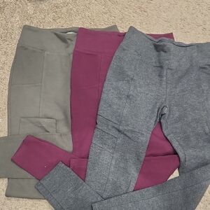 Women's Gray, Purple, and Olive Leggings Set